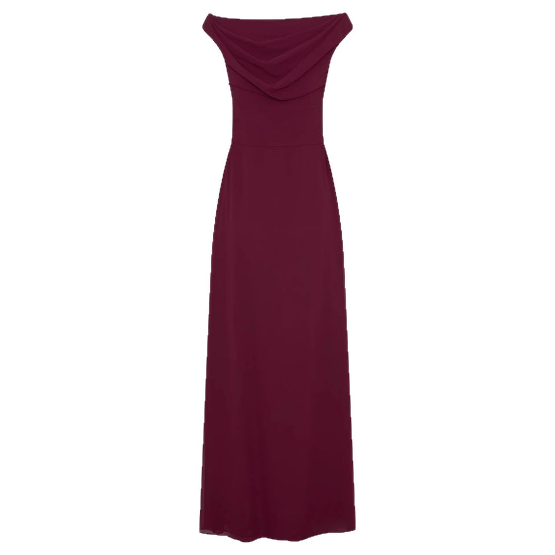 Damen Elegantes Off-Shoulder Maxikleid mit fließendem Schnitt R&B