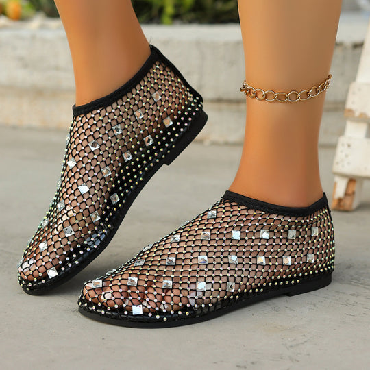 Damen Netzsandalen mit funkelnden Strassapplikationen R&B