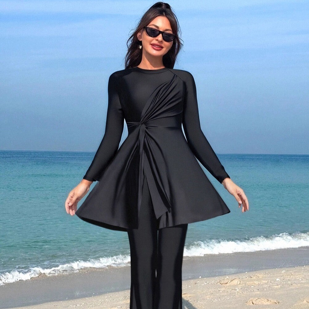 Damen Eleganter asymmetrischer Badeanzug mit Drapierung R&B