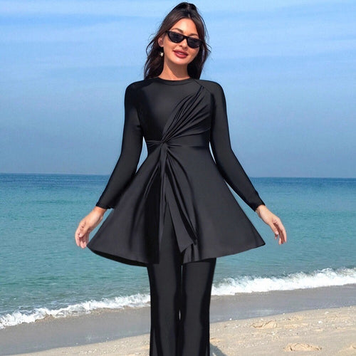 Damen Eleganter asymmetrischer Badeanzug mit Drapierung R&B