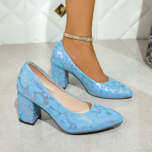 Damen Elegante Pumps mit strukturiertem Obermaterial und Blockabsatz R&B