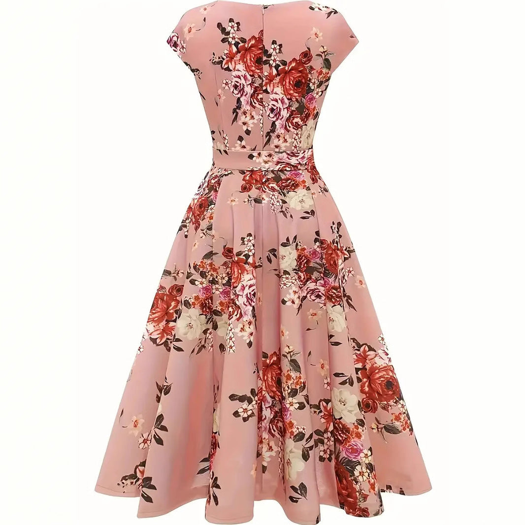 Damen Midi-Kleid mit tailliertem Schnitt und floralem Design R&B