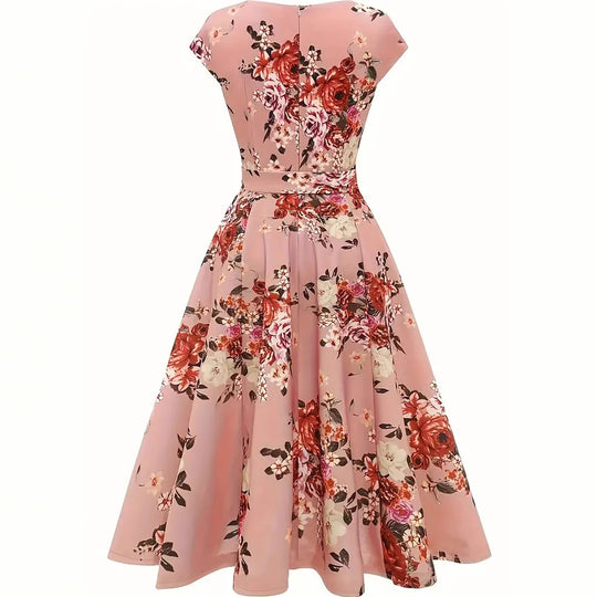Damen Midi-Kleid mit tailliertem Schnitt und floralem Design R&B
