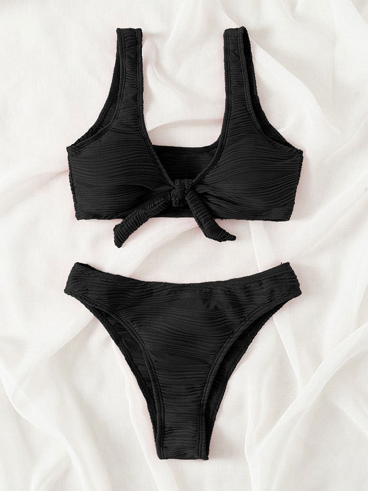 Damen Sportliches Bikini-Set mit knotendem Oberteil R&B