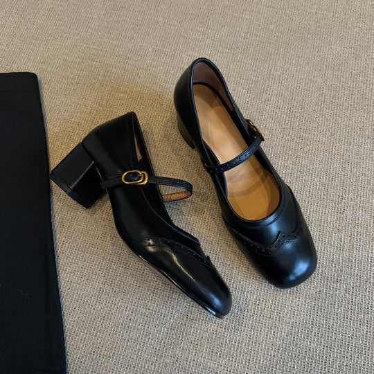 Damen elegante Mary Janes mit modischem Riemen und hochwertiger Ledersohle R&B