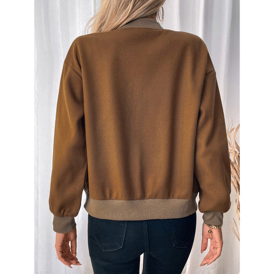 Damen modische Overshirt-Jacke mit Druckknopfverschluss und seitlichen Taschen R&B