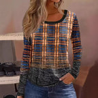 Damen Lässiges Karo Langarmshirt mit modernem Schnitt und praktischen Taschen R&B