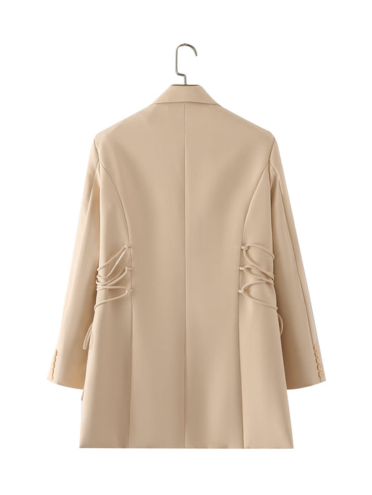 Damen modischer Blazer mit raffinierten Schnüroptiken und praktischen Taschen R&B