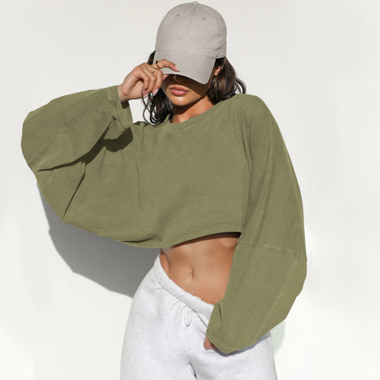 Damen lässiger Crop-Pullover R&B