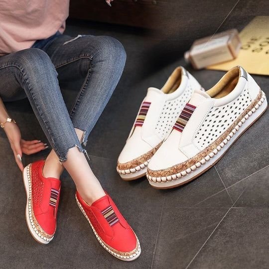 Damen Slip-On Sneakers mit atmungsaktivem Obermaterial und Jute-Detail R&B