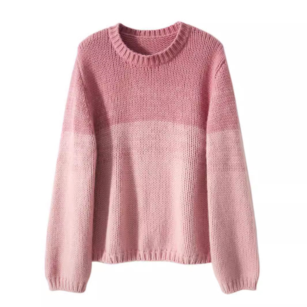 Damen Grobstrickpullover mit sanften Farbverlauf und hohem Kragen R&B