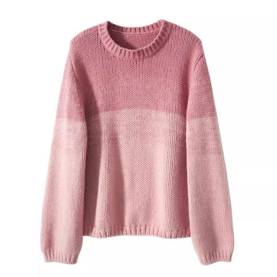 Damen Grobstrickpullover mit sanften Farbverlauf und hohem Kragen R&B