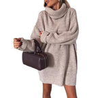 Damen Strickpullover mit hohem Kragen und lässigem Schnitt R&B