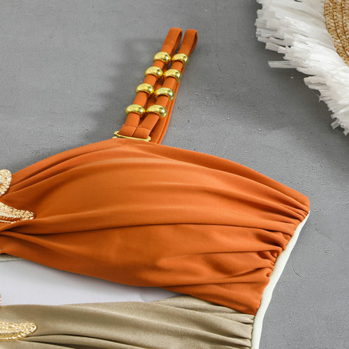 Damen Einteiler Badeanzug mit elegantem Cut-Out und modischen Trägerschlaufen R&B