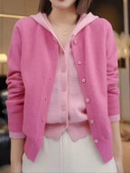 Damen Kuscheliger Cardigan mit Kapuze und Knopfdesign