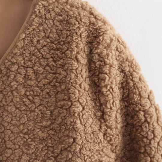 Damen kuschelige Teddyjacke mit Reißverschluss und praktischen Taschen R&B