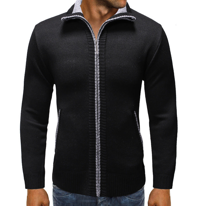 Herren Strickjacke mit Stehkragen und praktischen Taschen R&B
