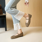 Damen Ballerinas mit dekorativem Riemen und komfortablem Faltendesign