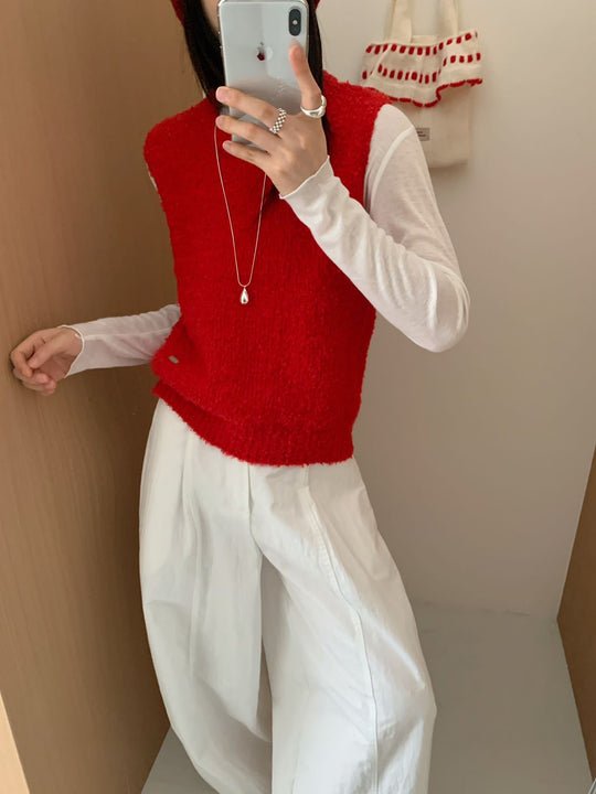 Damen Strickweste mit weichem, flauschigem Material und modernem Schnitt R&B