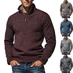 Herren nan grobgestrickter Strickpullover mit halbem Reißverschluss und hohem Stehkragen R&B