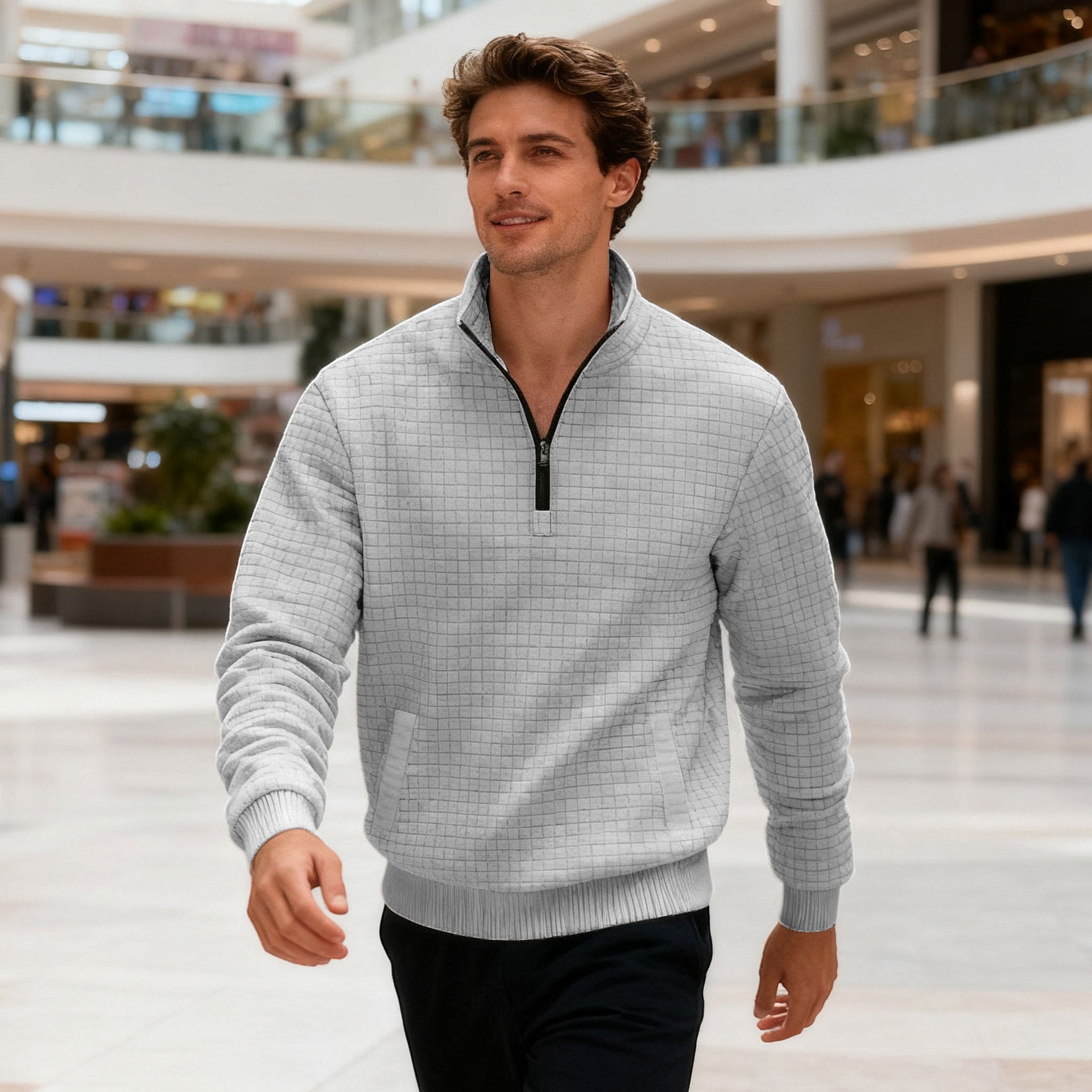 Herren sportlicher Pullover mit halbhoch geschlossenem Kragen R&B