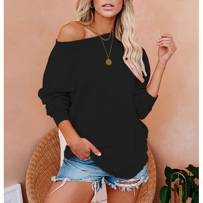 Damen Oversized Sweatshirt mit Schulterdesign R&B