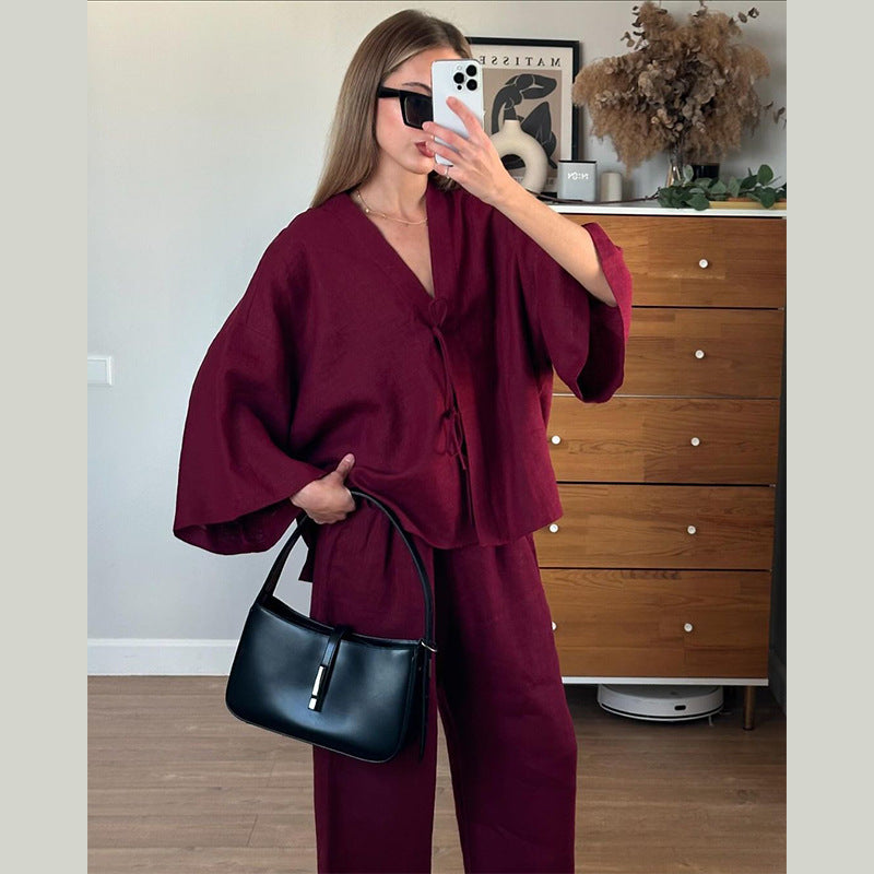 Damen Elegante und luftige Leinenjacke mit seitlichen Schlitzen R&B
