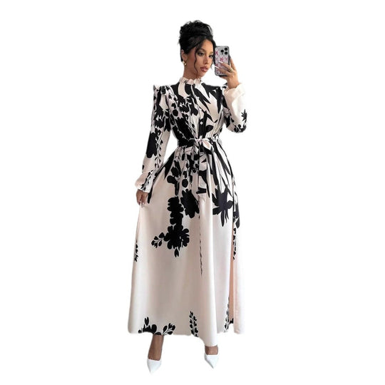 Damen Maxikleid mit floralen Mustern und raffinierten Volants R&B