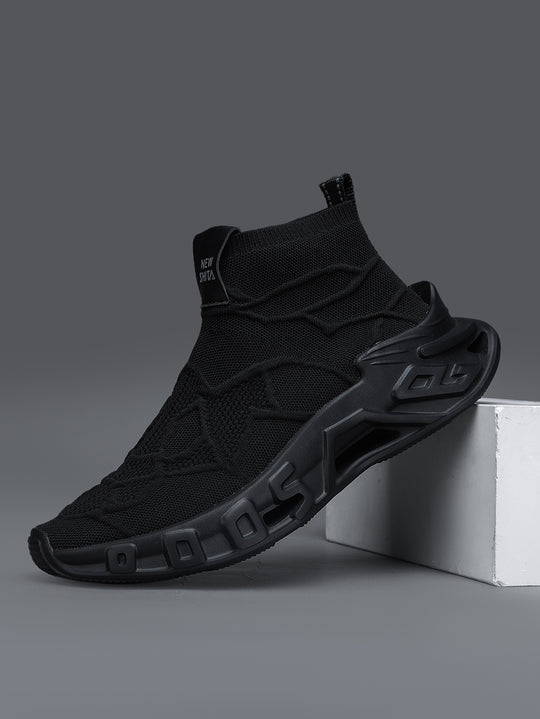 Damen Komfortable Strick-Sneaker mit hohem Schaft und flexiblem Design R&B