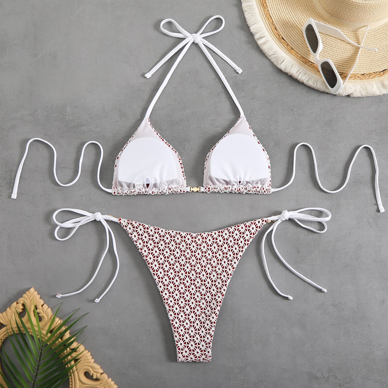 Damen Triangel-Bikini-Set mit verspielten Rüschendetails R&B