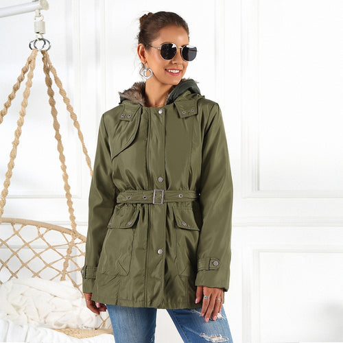 Damen Outdoor Parkajacke mit verstellbarem Kordelzug und abnehmbarer Kapuze R&B