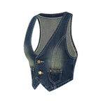 Damen Jeans-Weste mit praktischen Taschen und modischem Detail
