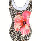 Damen Floral-Muster Einteiler Badeanzug R&B