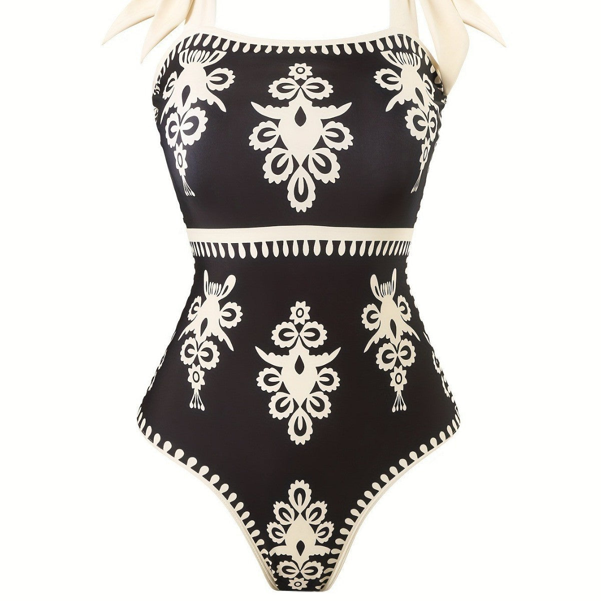Damen eleganter Badeanzug mit verstellbaren Trägern und modischem Wickelrock R&B