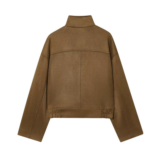 Damen moderne Utility-Jacke mit hochgeschlossenem Kragen und praktischen Taschen R&B