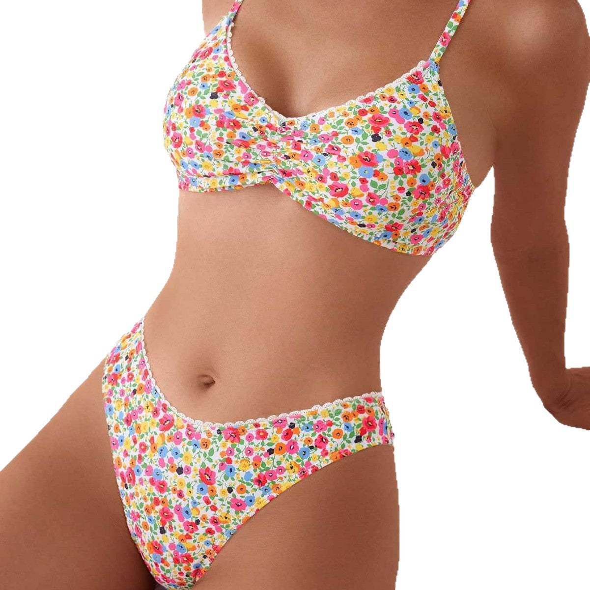Damen Triangel-Bikini mit floralem Muster und feinen Details R&B