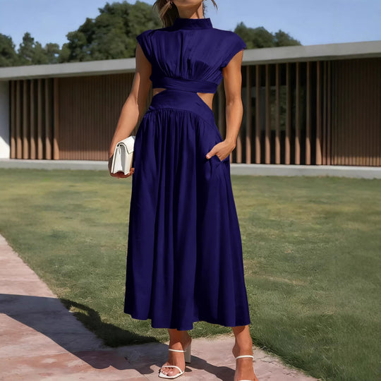 Damen Maxikleid mit elegantem Wickeldesign und raffiniertem Cut-Out R&B