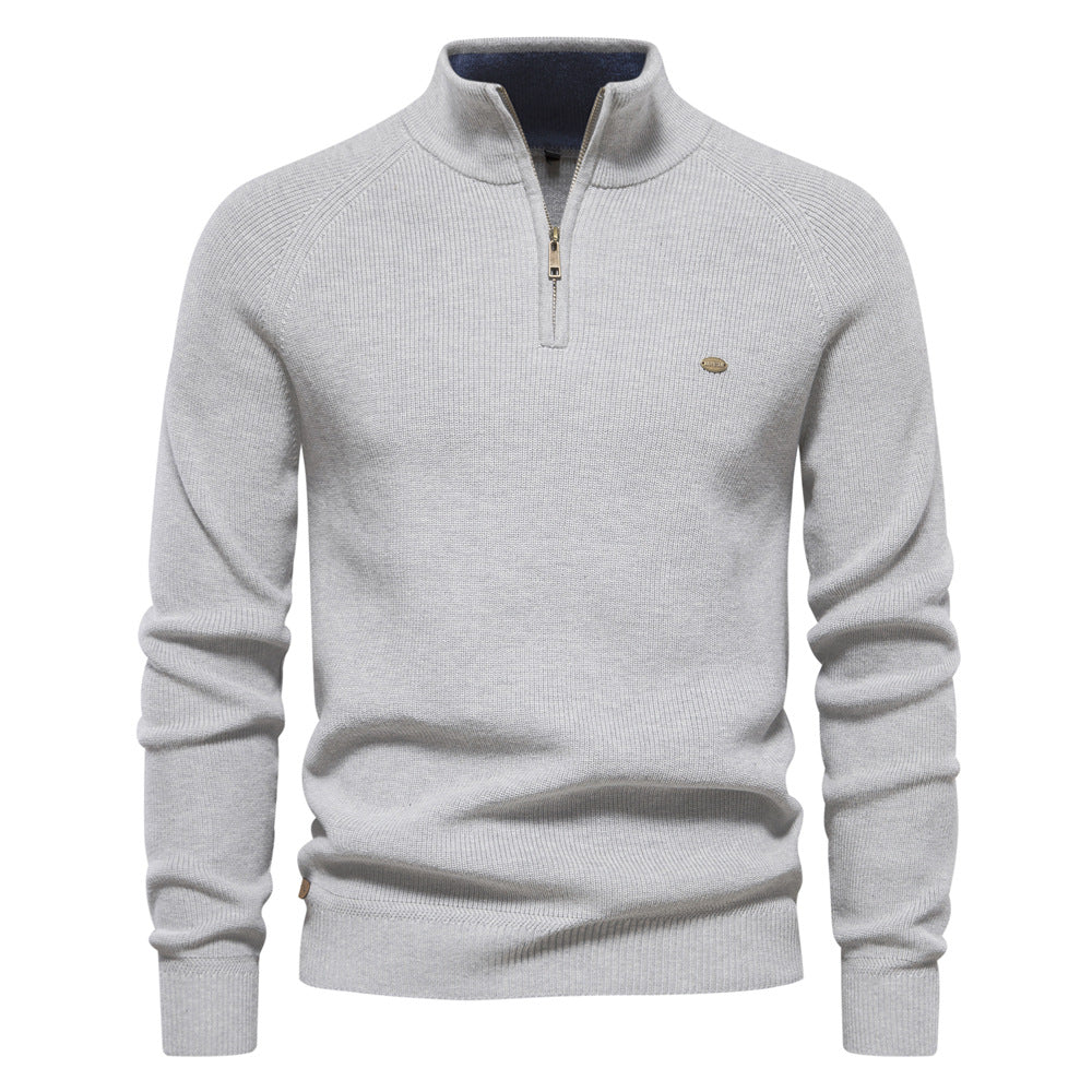 Herren Strickpullover mit halbem Reißverschluss und sportlichen Details R&B
