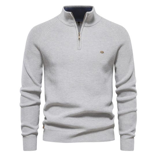 Herren Strickpullover mit halbem Reißverschluss und sportlichen Details R&B