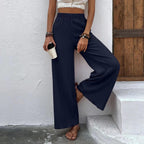 Damen Weite Plisséhose mit elastischem Bund und elegantem Fall R&B