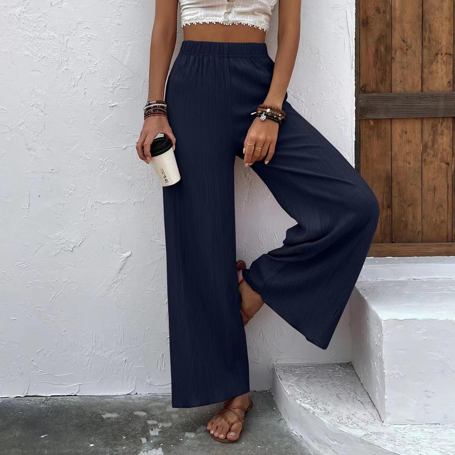 Damen Weite Plisséhose mit elastischem Bund und elegantem Fall R&B