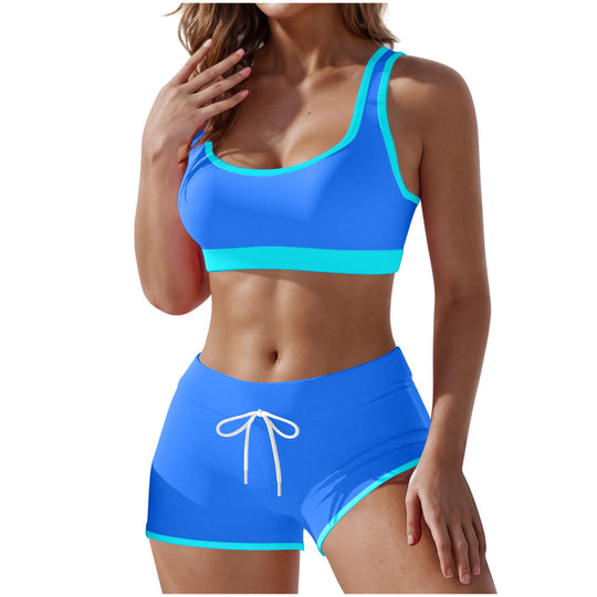 Damen nan stützendes Sportbustier mit breitem Unterbrustband und taillenhohen Trainingsshorts R&B