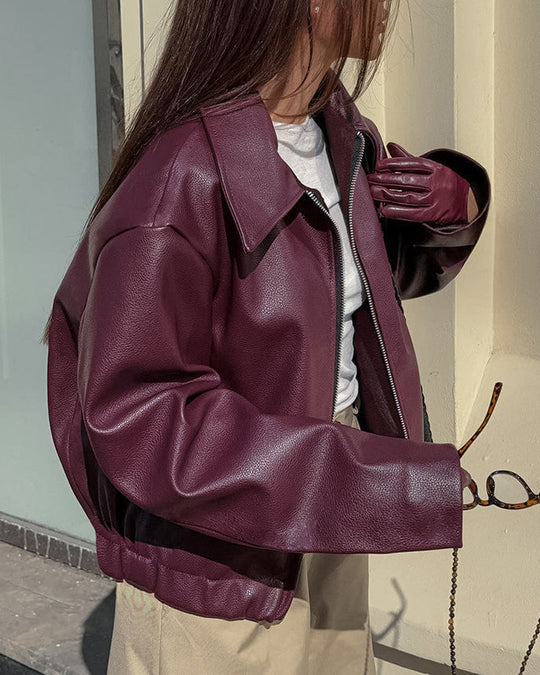 R&B | Lift Matte Cropped Pu-Leder Bikerjacke