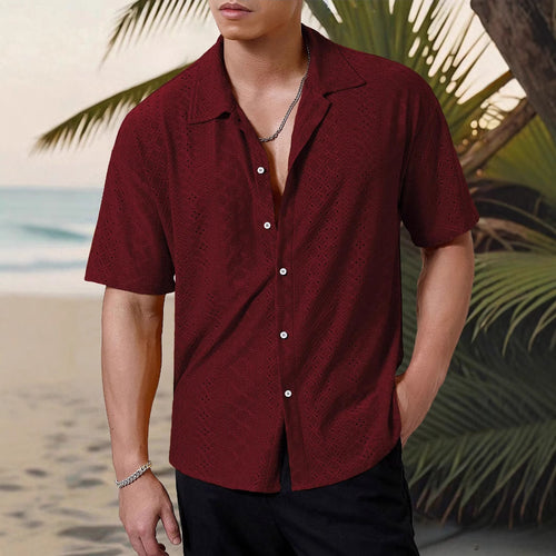 Herren Kurzarmhemd mit strukturiertem Design und atmungsaktivem Material R&B