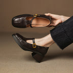 Damen Elegante Ballerinas mit modischer Schnallenverzierung R&B