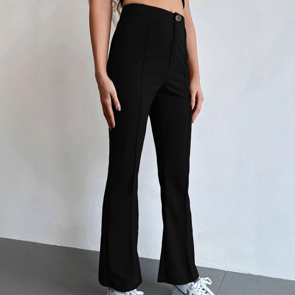 Damen elegante Business-Hose mit seitlichen Eingrifftaschen und schmalem Schnitt R&B