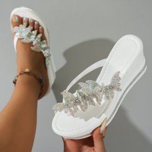 Damen Glamouröse Riemensandaletten mit funkelndem Schmetterlingsdesign R&B