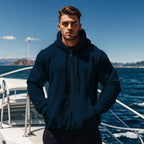 Herren gemütlicher Kapuzenpullover mit Reißverschluss und Taschen R&B