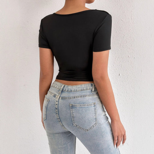 Damen Kurzarm-bodycon Oberteil R&B