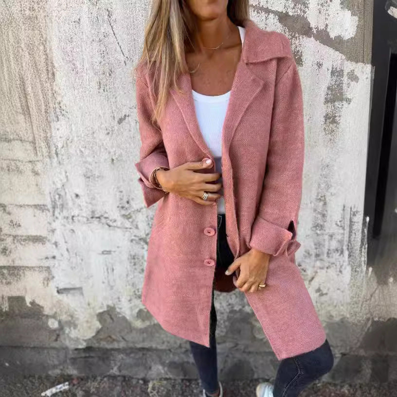 Damen eleganter Wollmantel mit praktischen Taschen R&B